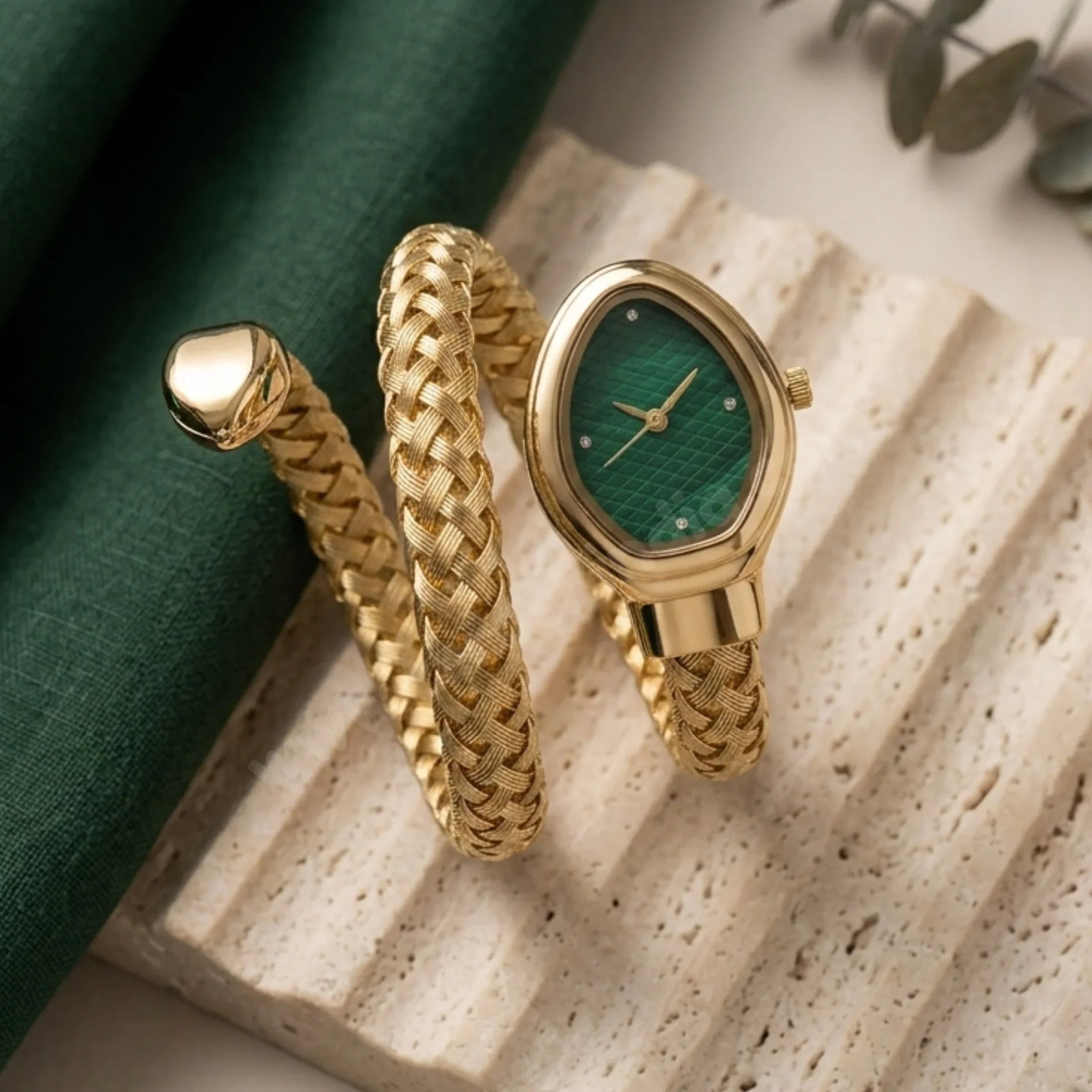 Green Designer Snake Watch