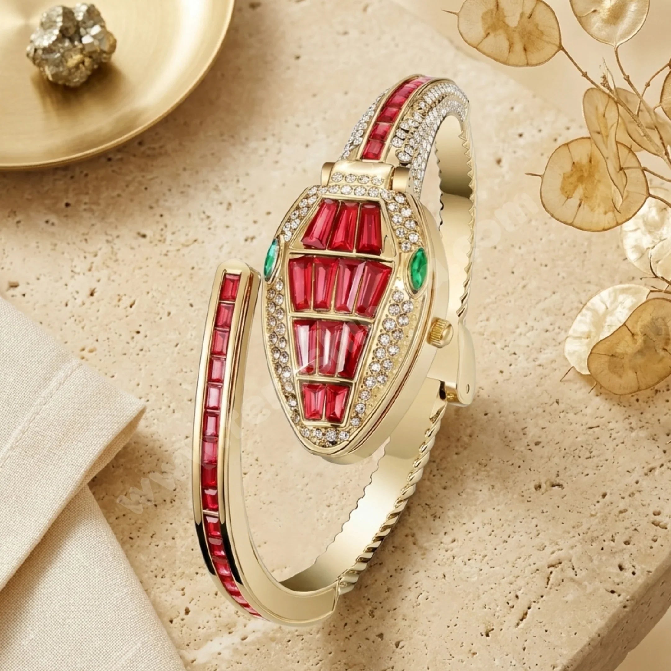 Ruby Snake Bracelet Watch