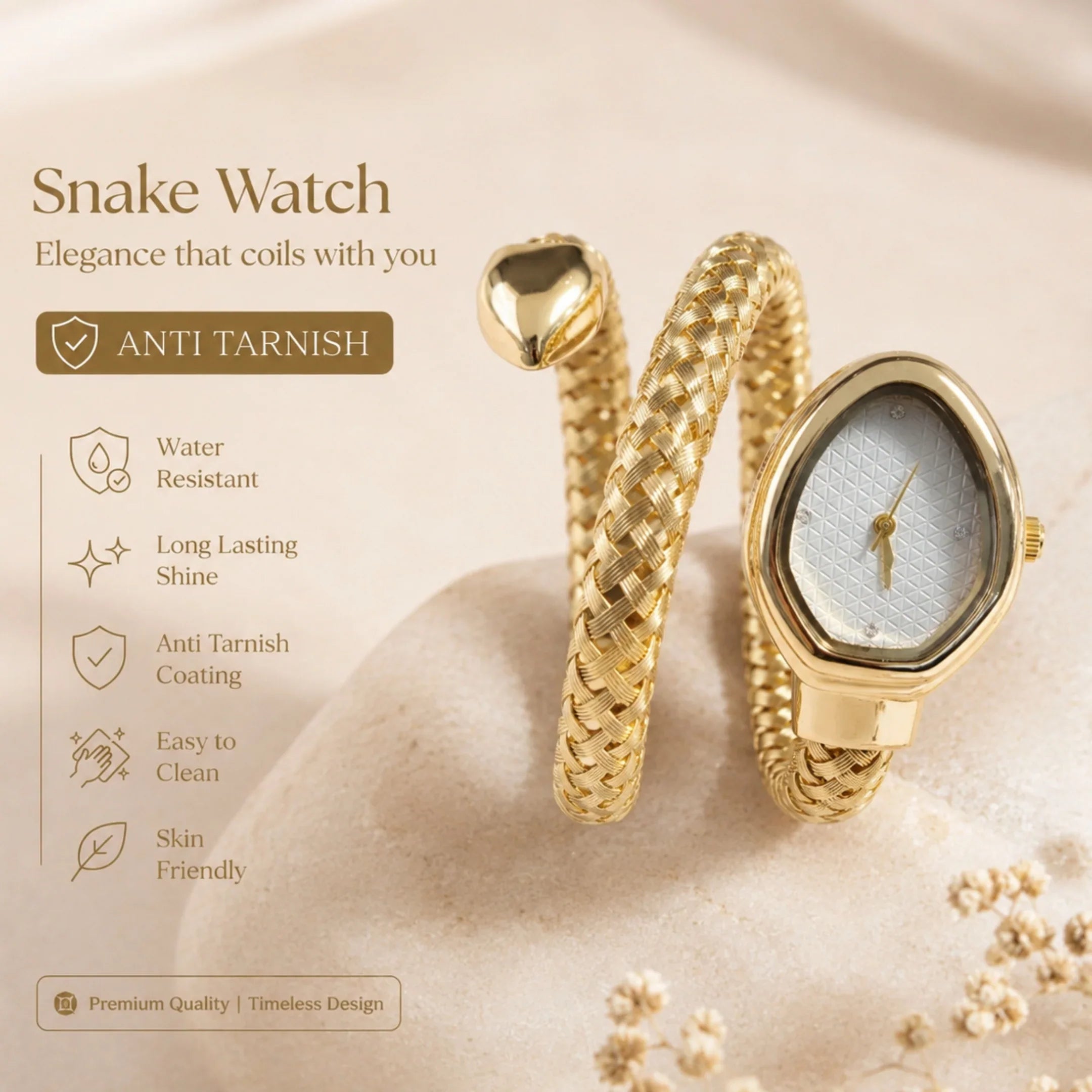White Designer Serpent Watch