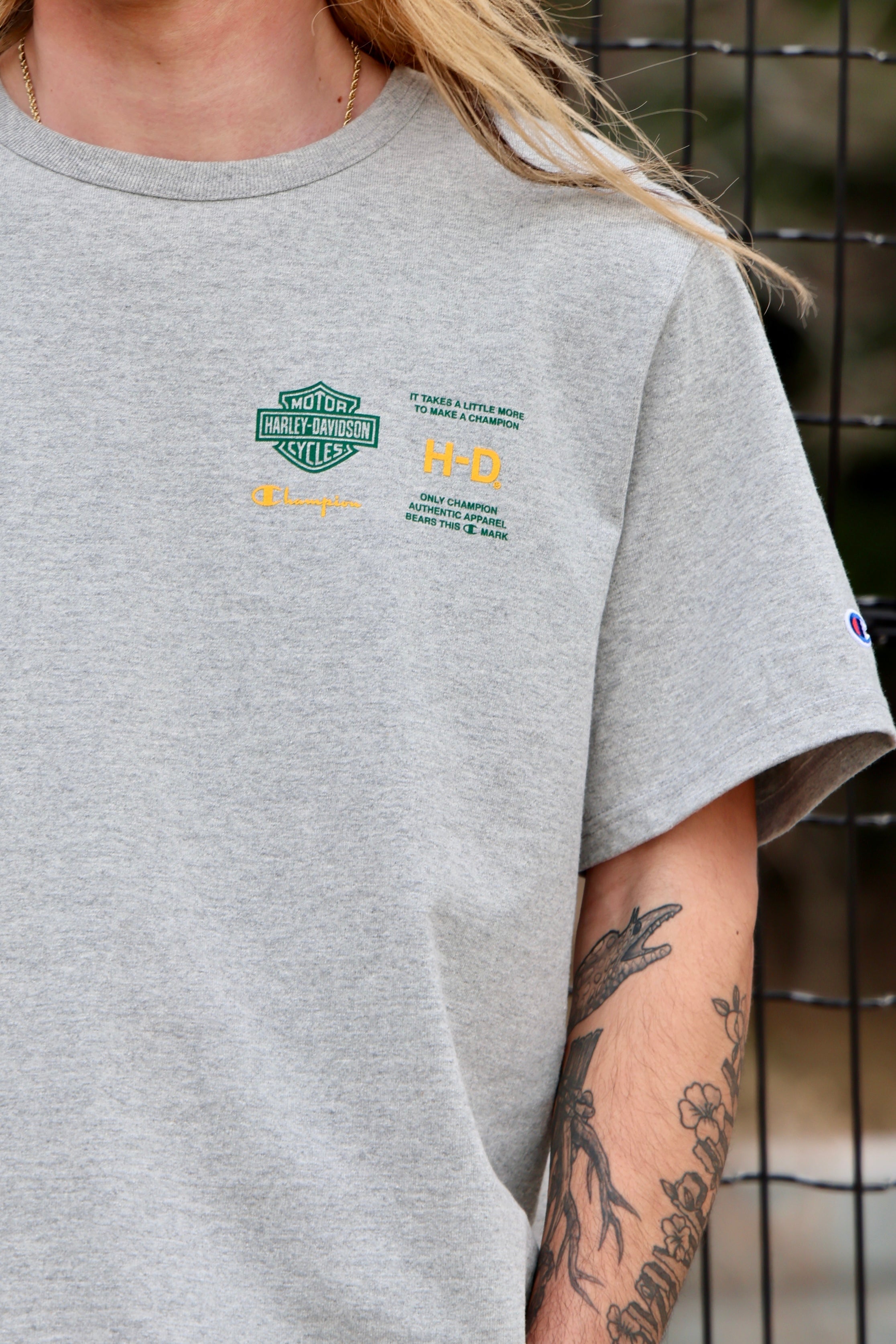 Champion x Harley-Davidson Fanatic Tee Grey Heather & Dark Green