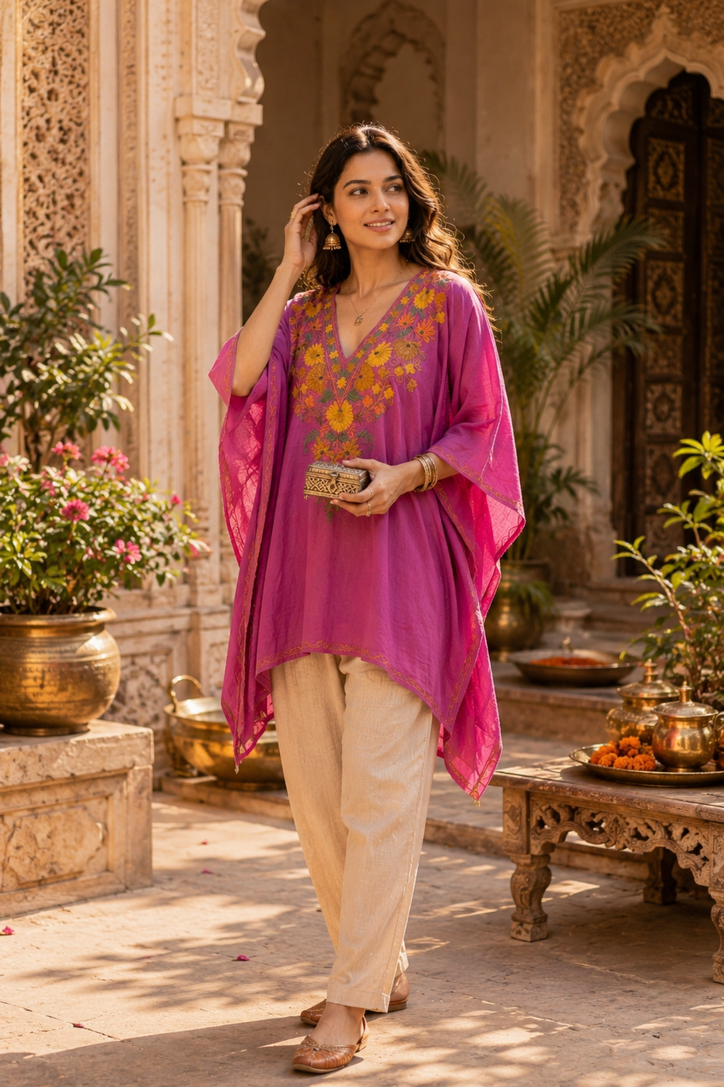 Zoon Gul Plum Pink Cotton Kaftan