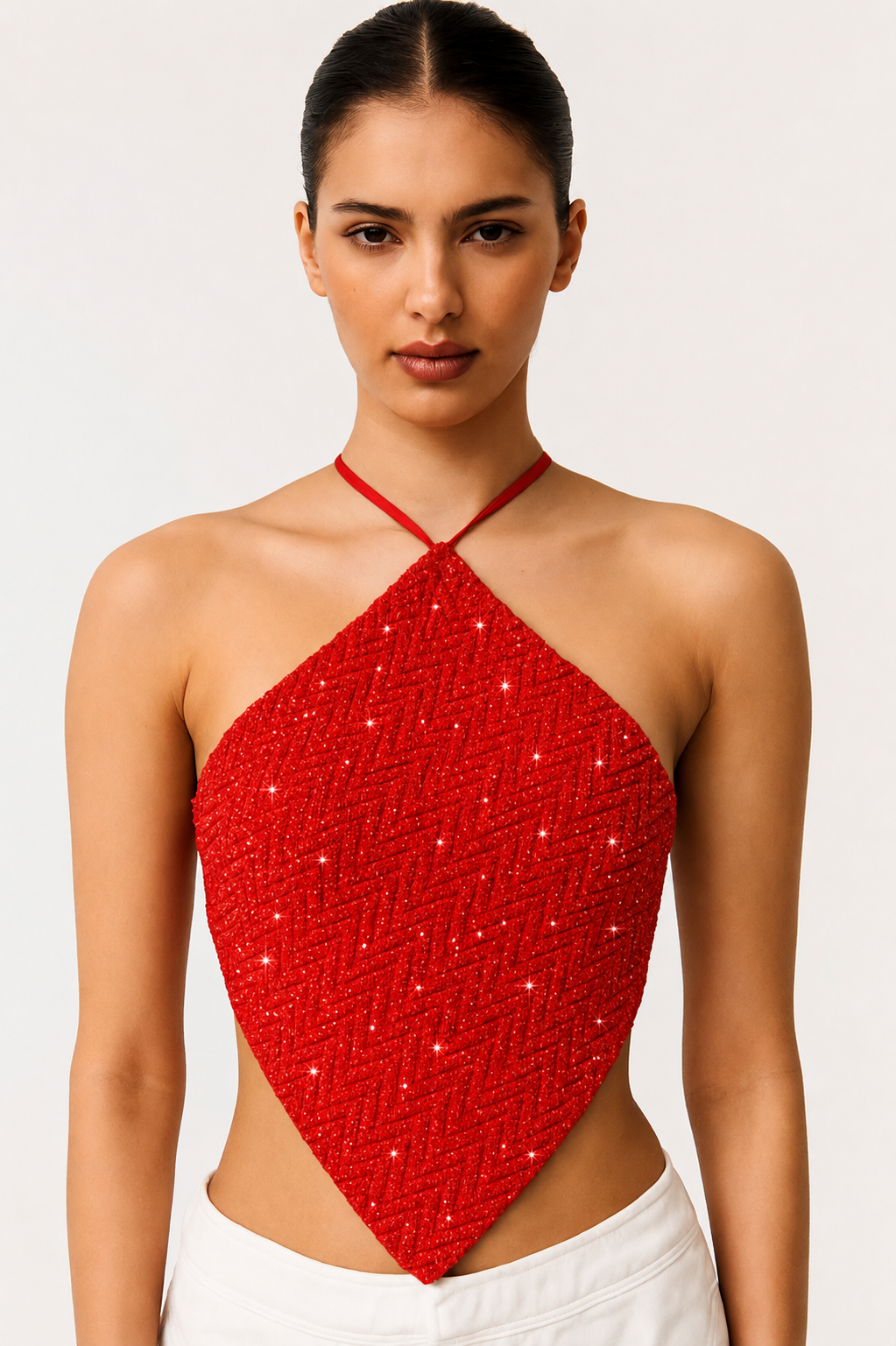 Scarlet Boho Handkerchief Halter Top