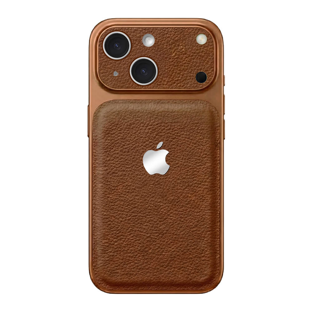 Double Leather Large Window Phone Case - Coffee