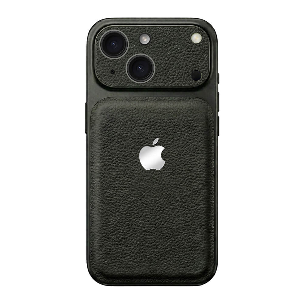 Double Leather Large Window Phone Case - Black