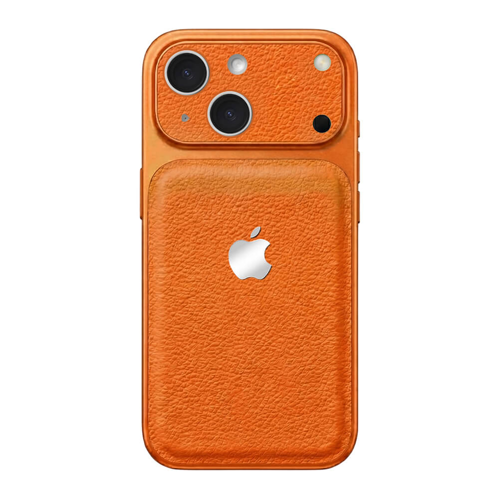 Double Leather Large Window Phone Case - Orange