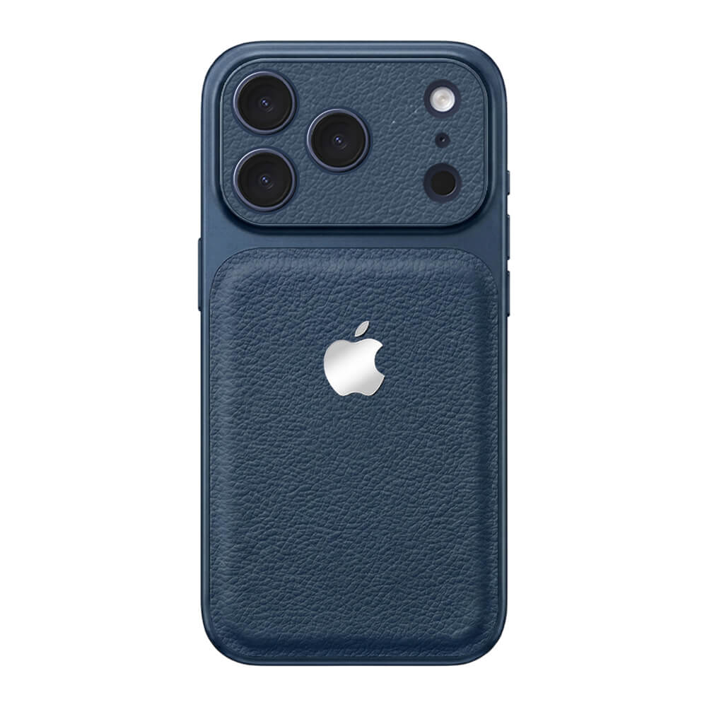 Double Leather Large Window Phone Case - Navy Blue