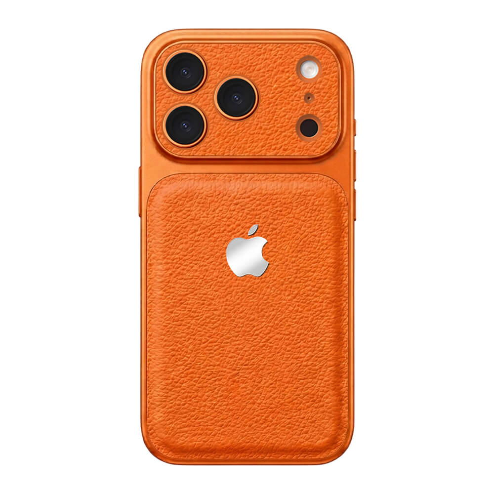 Double Leather Large Window Phone Case - Orange