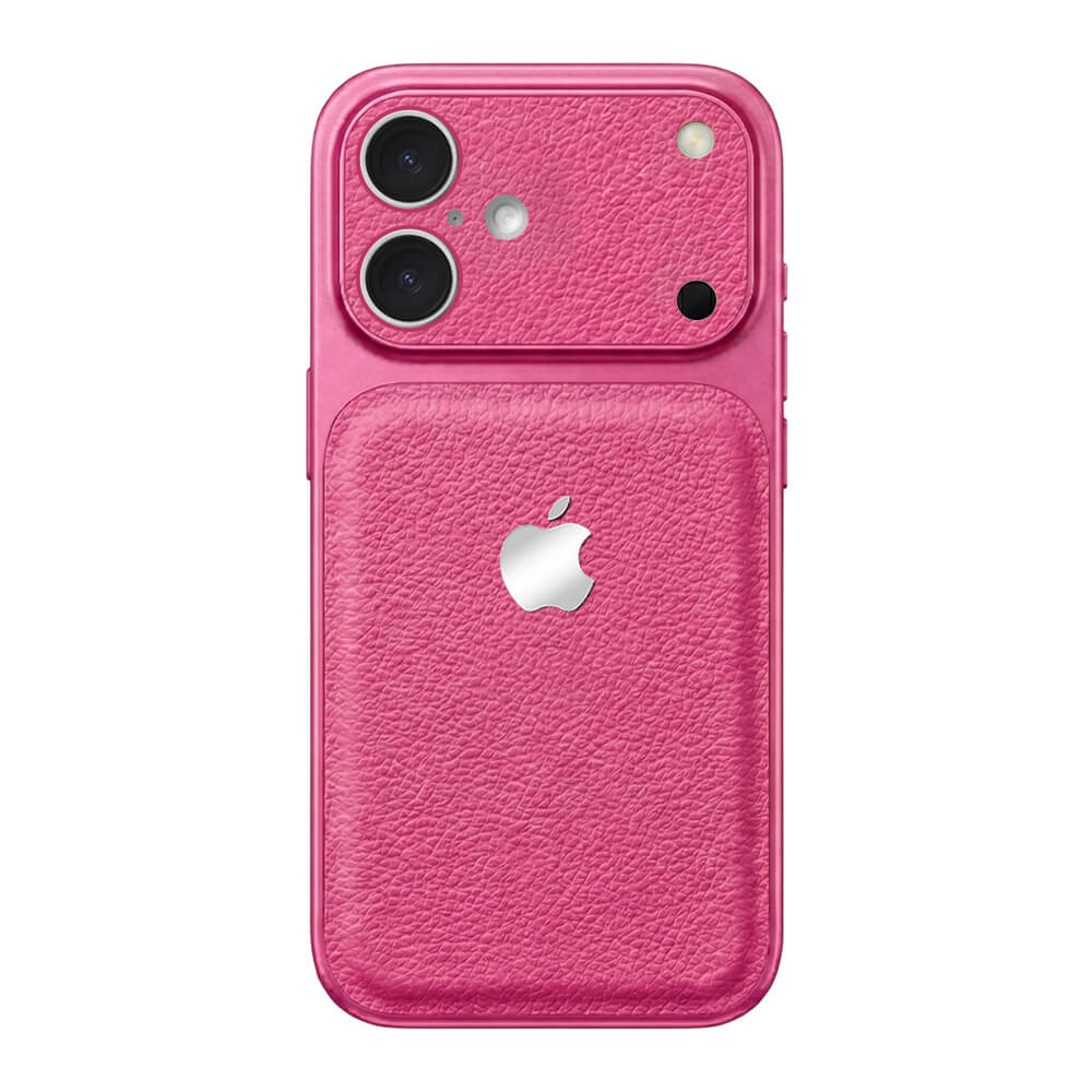 Double Leather Large Window Phone Case - Rose Red