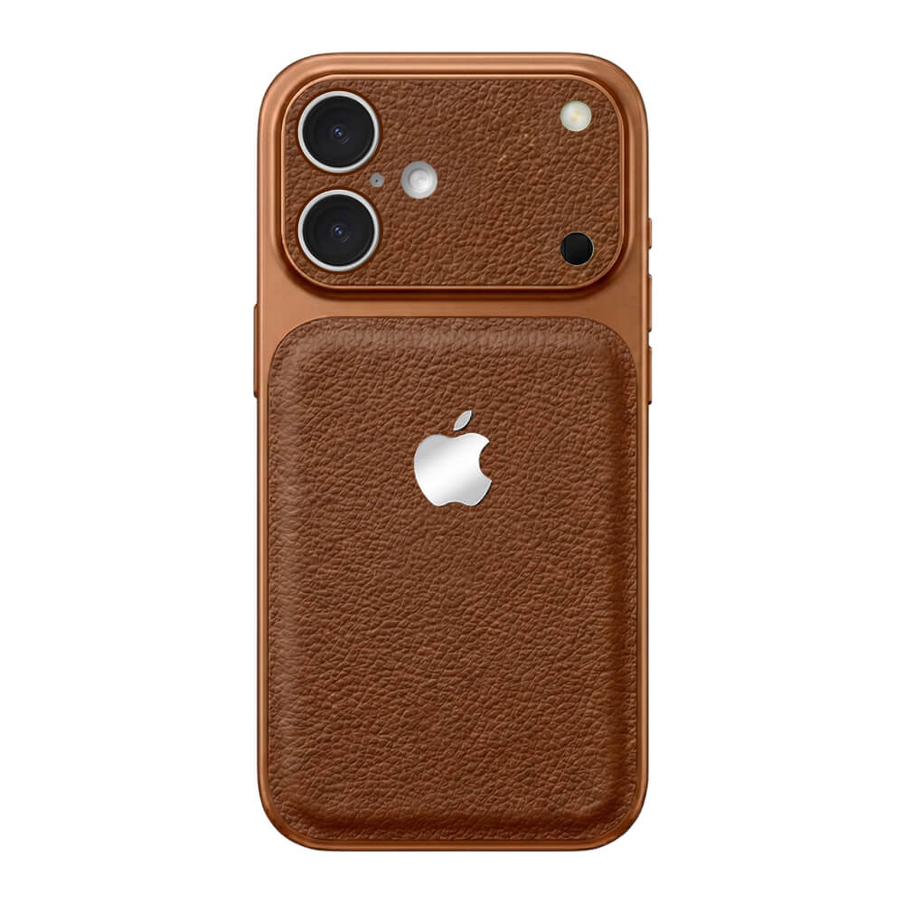 Double Leather Large Window Phone Case - Coffee