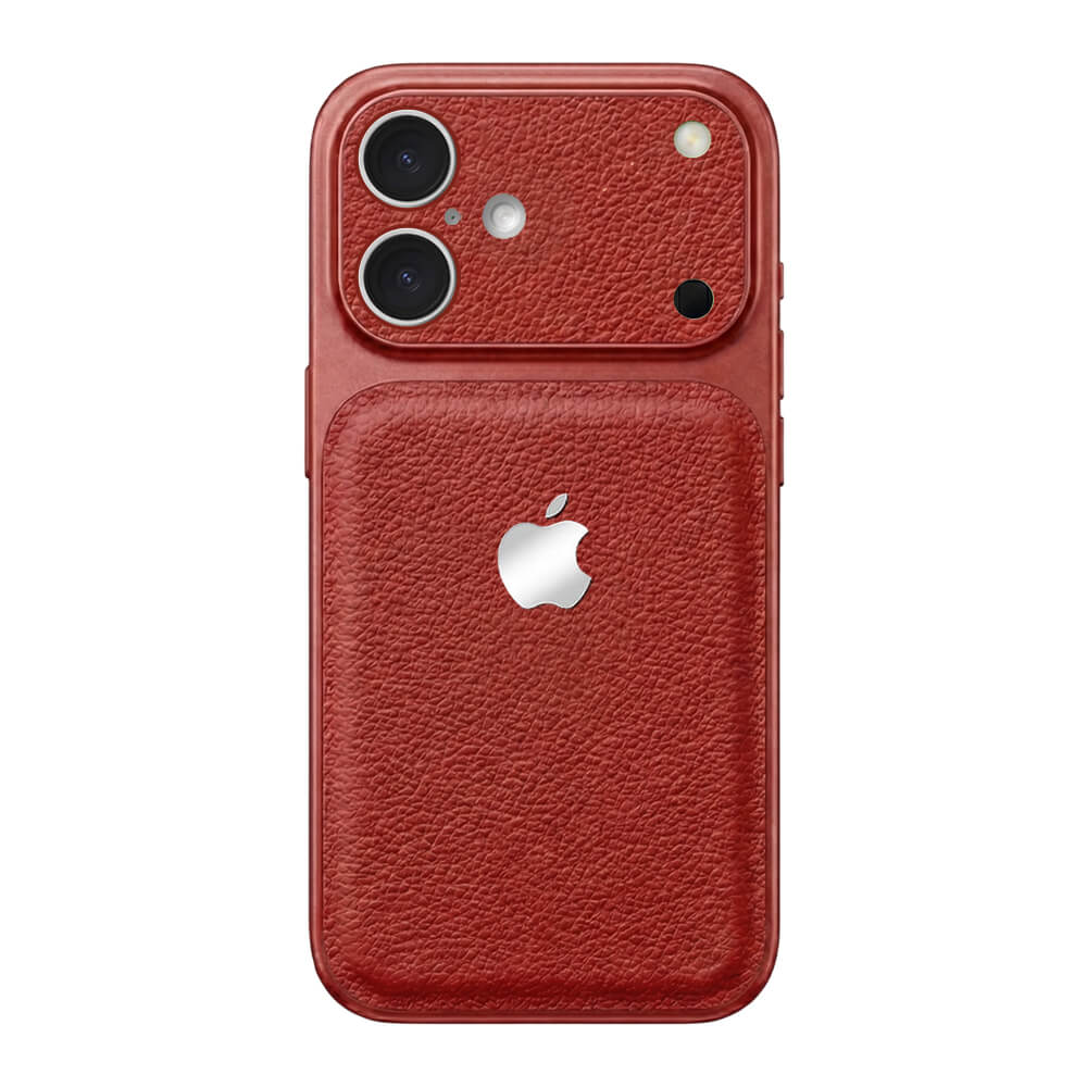 Double Leather Large Window Phone Case - Wine Red