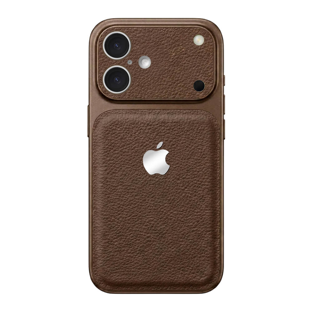 Double Leather Large Window Phone Case - Brown