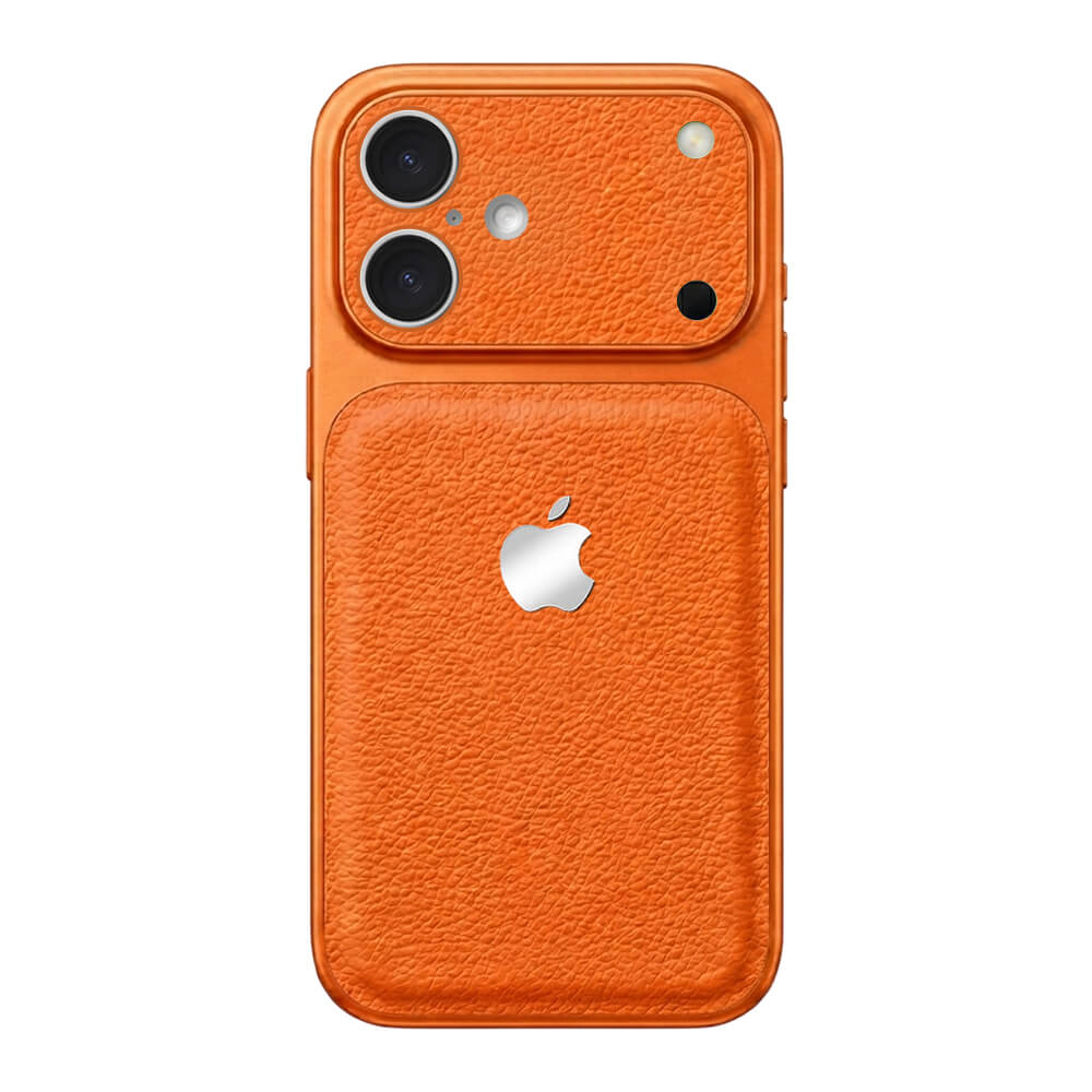 Double Leather Large Window Phone Case - Orange