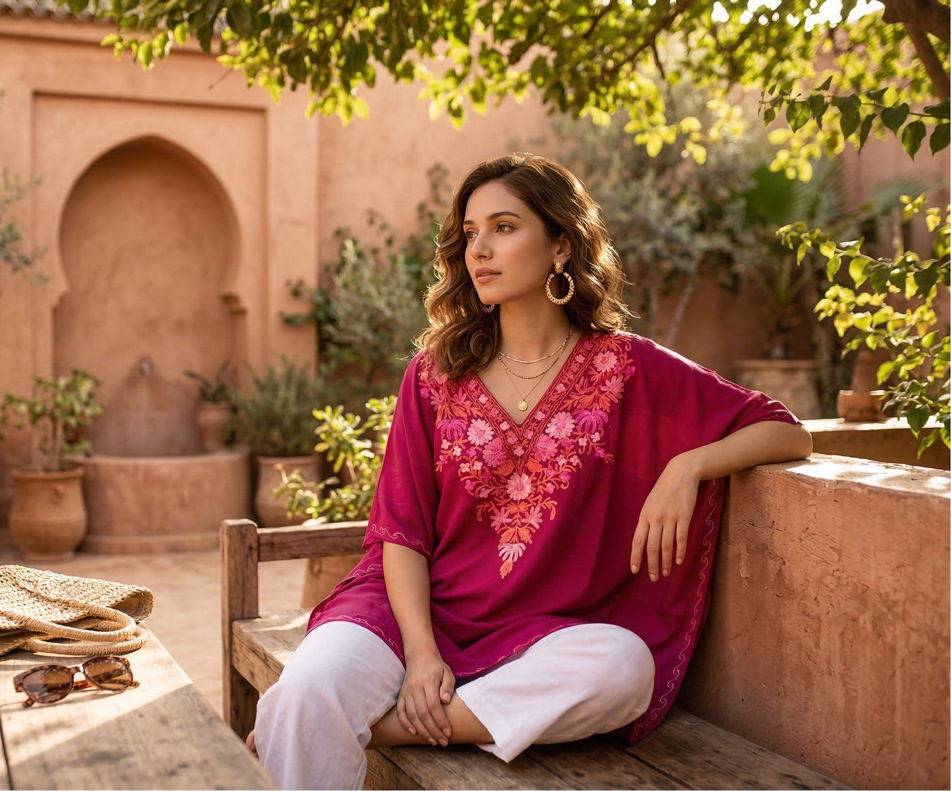 Plum Pink Gulbahar Kashmiri Kaftan