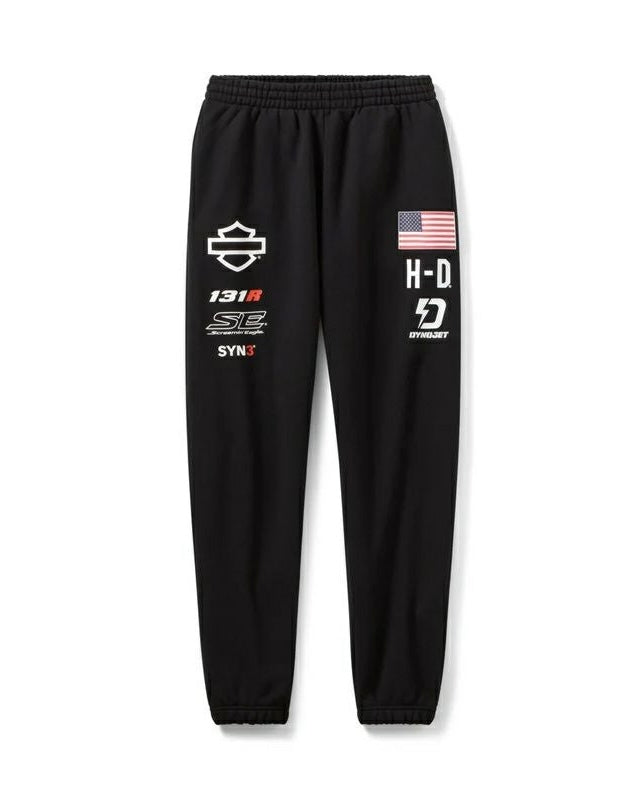 Men's Motorsport-Inspired Fleece Jogger Pants – Black