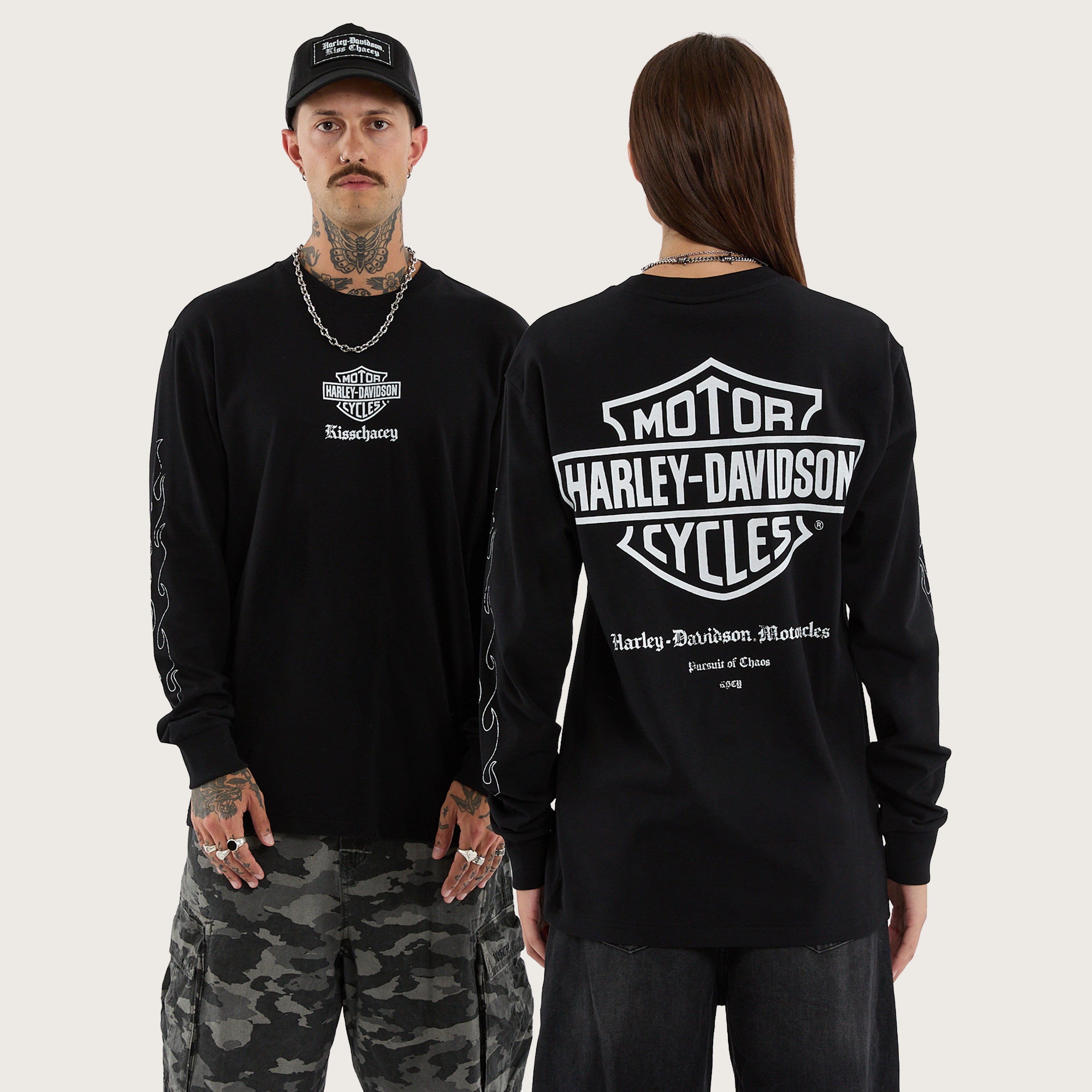 Bold Flame Design Long Sleeve T-Shirt – Jet Black