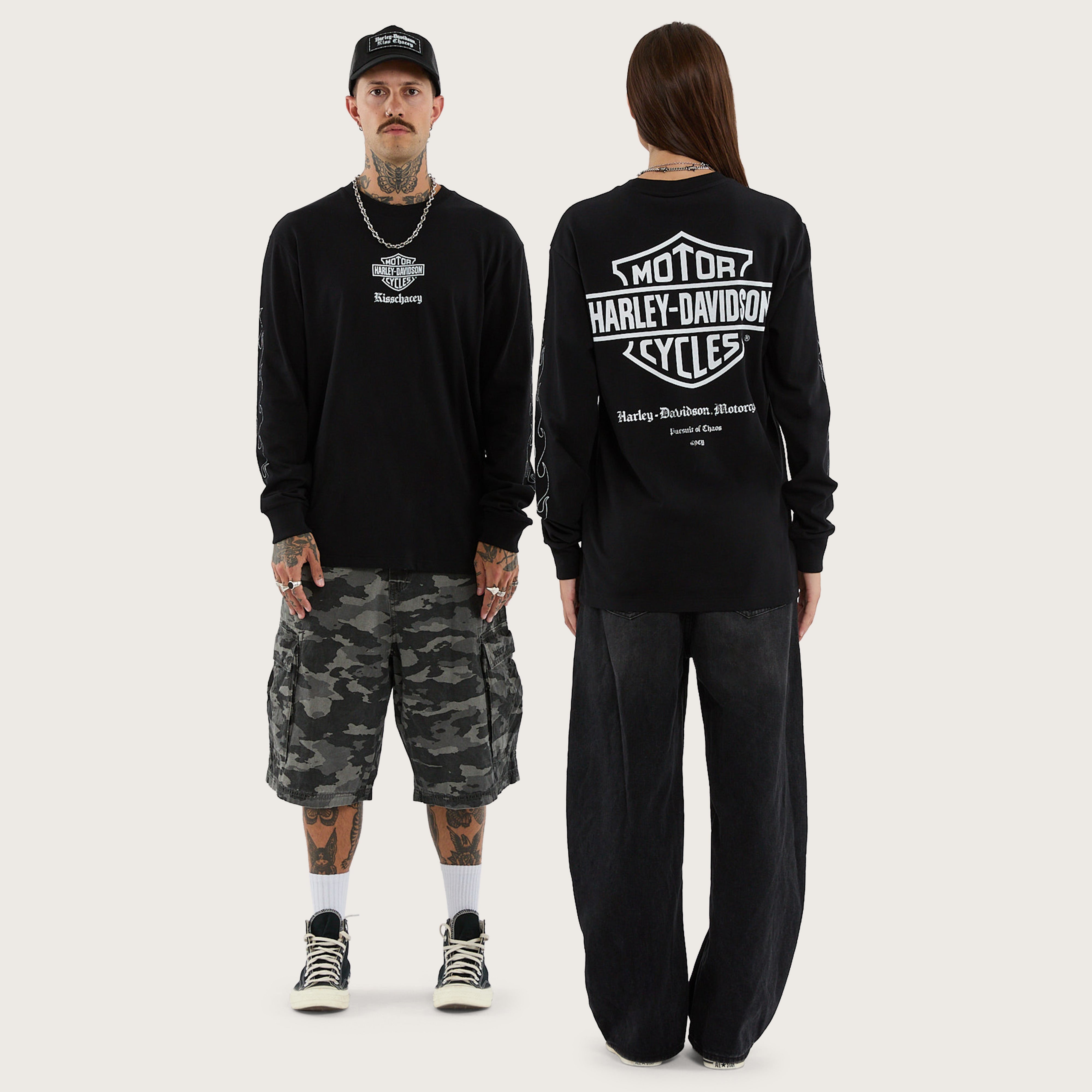 Bold Flame Design Long Sleeve T-Shirt – Jet Black