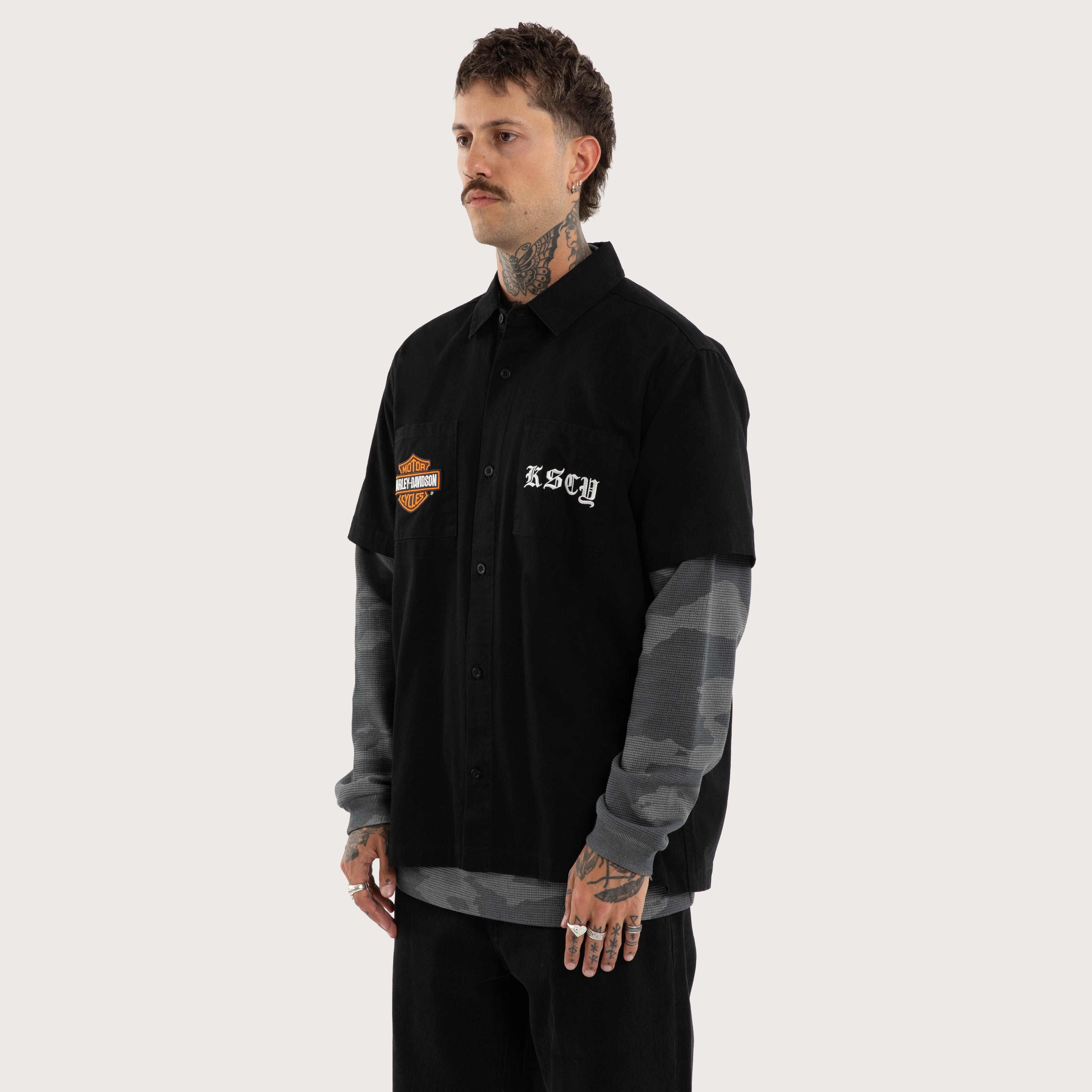 Customs Short Sleeve Mechanic Shirt Jet Black