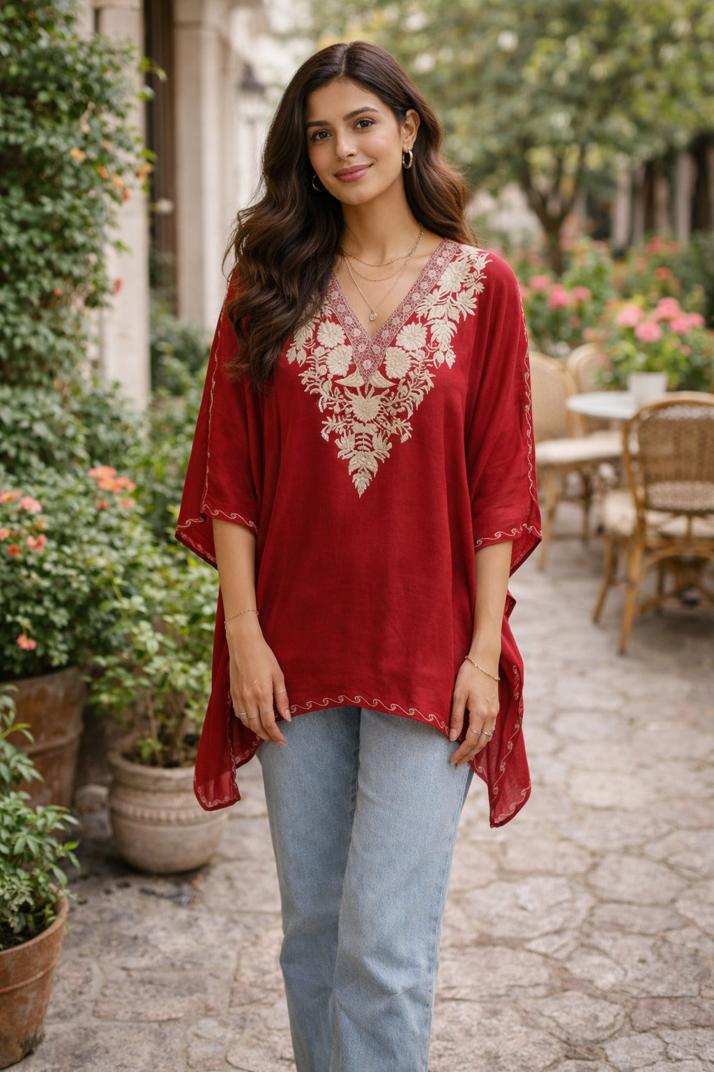 Kashir Gul Red Embroidered Kaftan