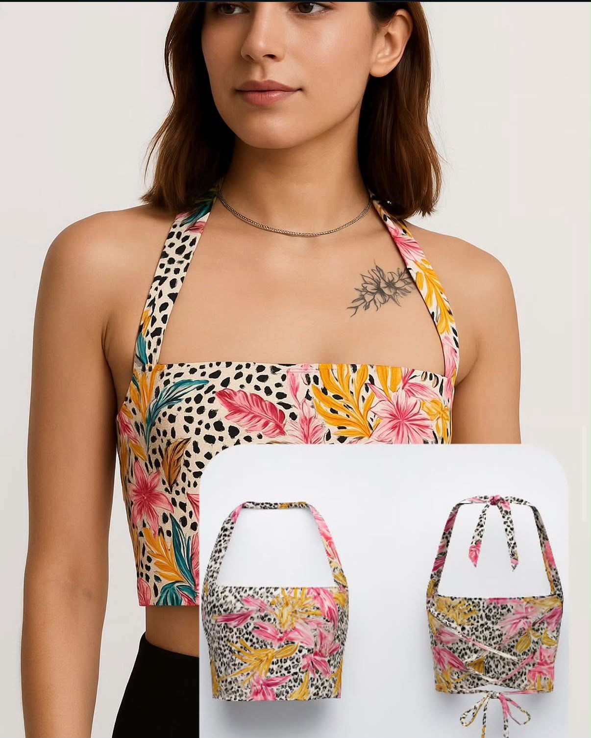 Tropical Bloom Halter Crop Top