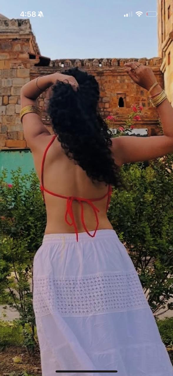 Scarlet Boho Handkerchief Halter Top