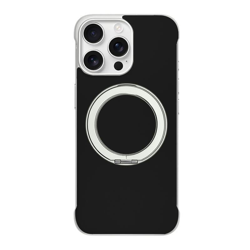 Borderless Leather Stand MagSafe Phone Case - White Black