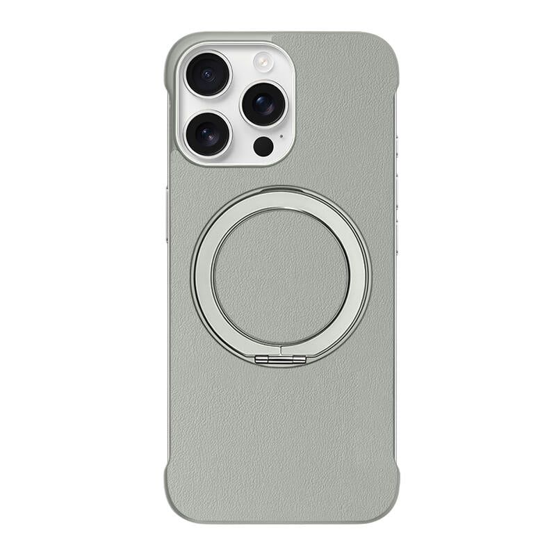 Borderless Leather Stand MagSafe Phone Case - Titanium Gray