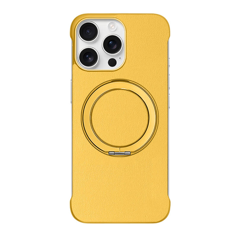 Borderless Leather Stand MagSafe Phone Case - Yellow