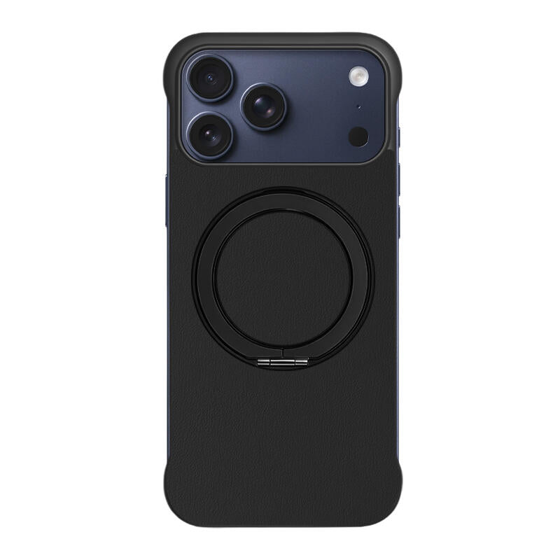 Borderless Leather Stand MagSafe Phone Case - Black