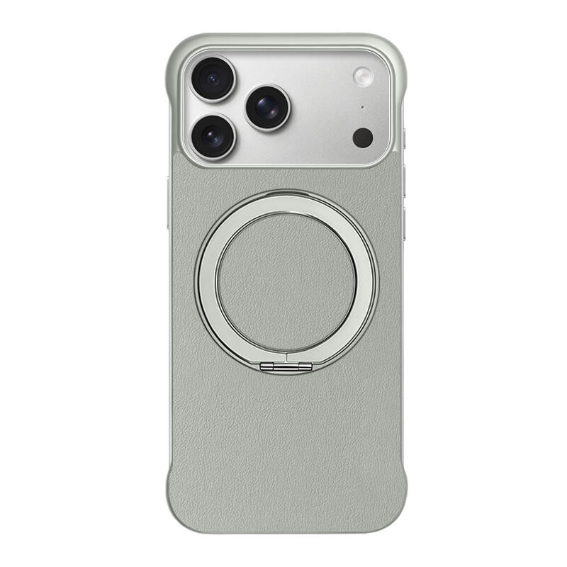 Borderless Leather Stand MagSafe Phone Case - Titanium Gray