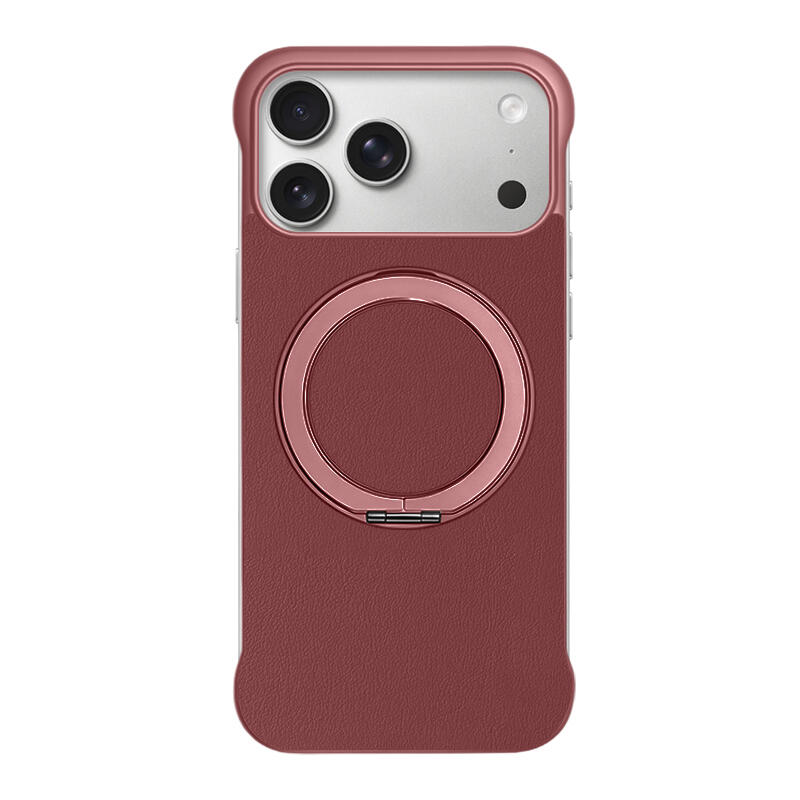 Borderless Leather Stand MagSafe Phone Case - Wine Red
