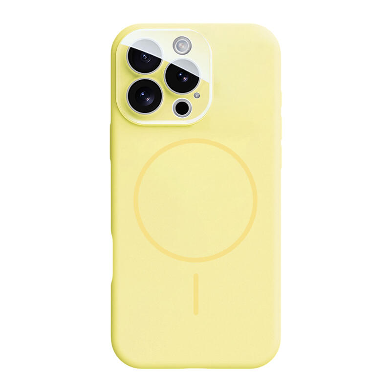 Crystal Lens Liquid Silicone MagSafe Phone Case - Yellow