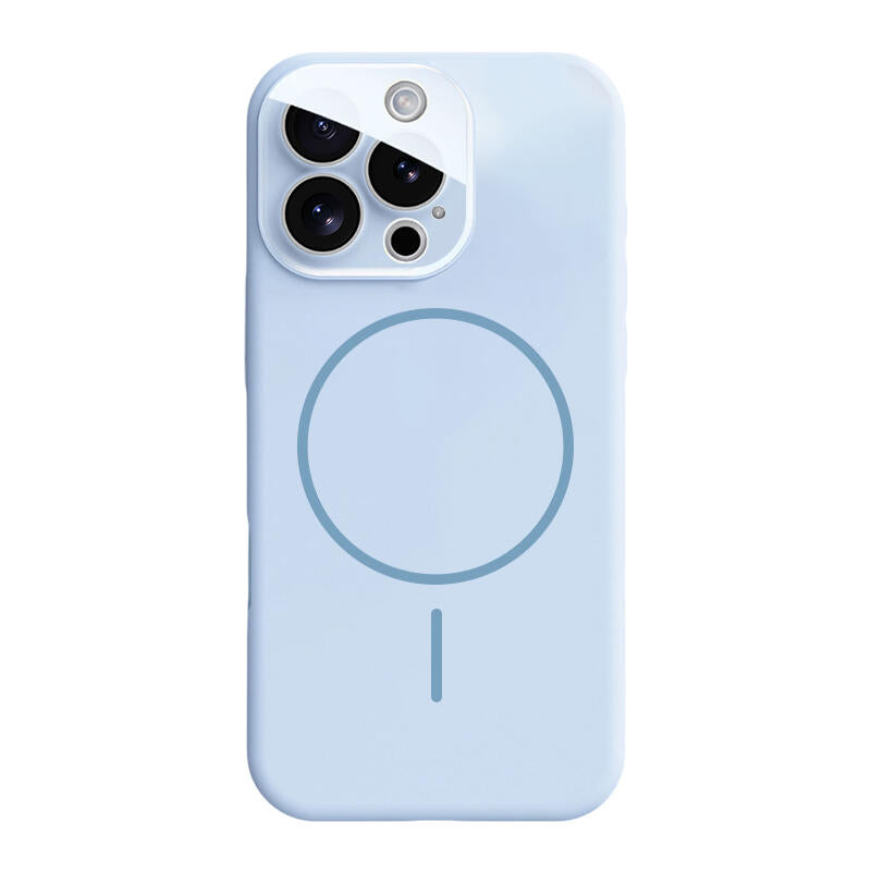 Crystal Lens Liquid Silicone MagSafe Phone Case - Blue