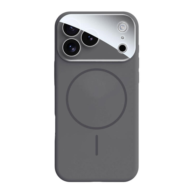 Crystal Lens Liquid Silicone MagSafe Phone Case - Black