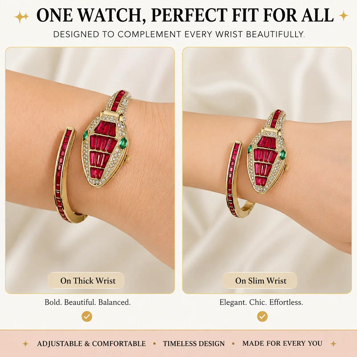 Ruby Snake Bracelet Watch