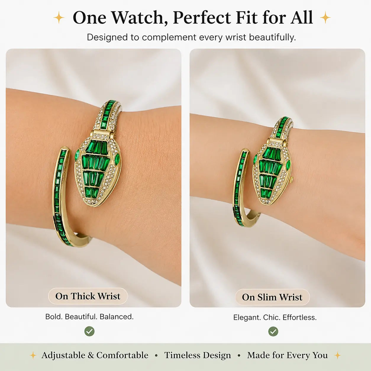 Emerald Snake Bracelet Watch