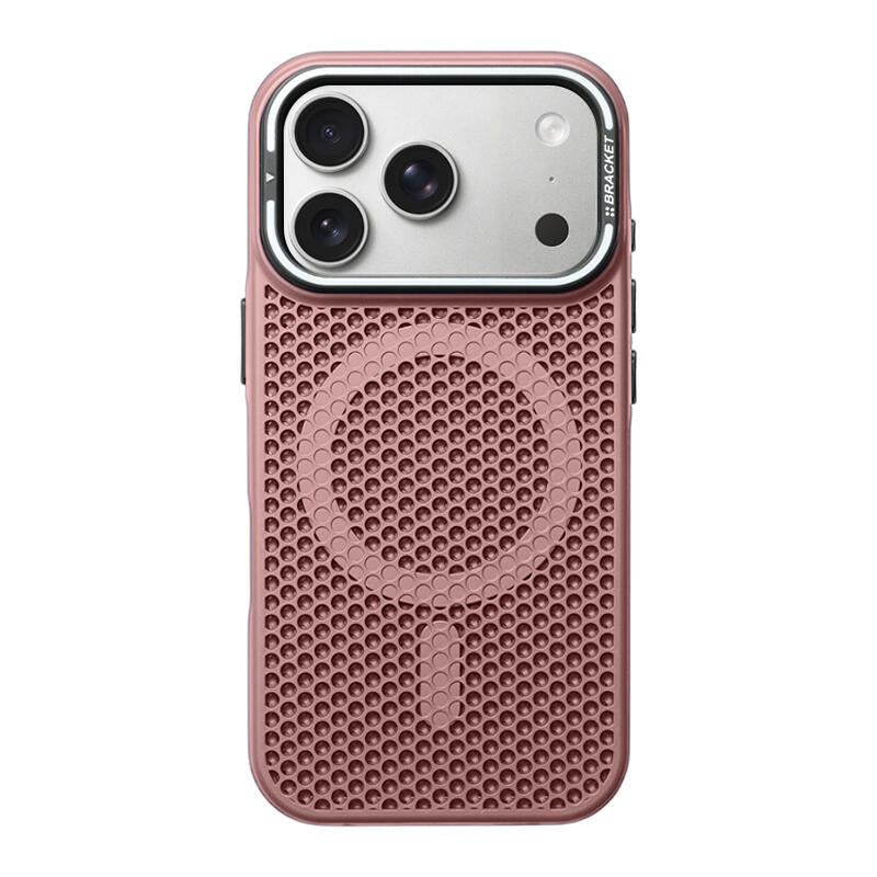 Honeycomb Bracket MagSafe Phone Case - Pink