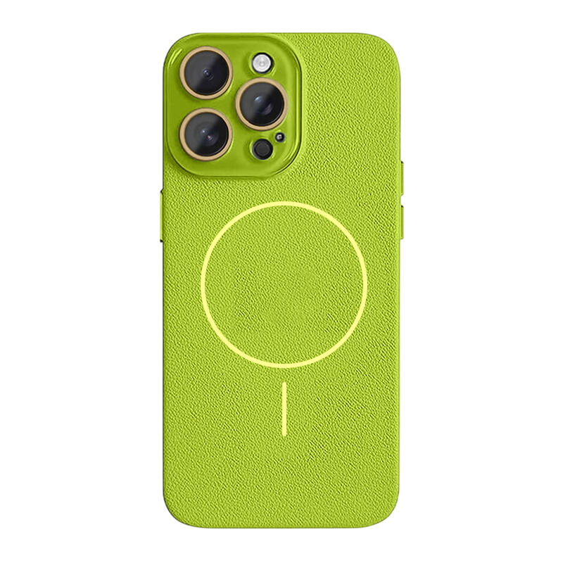 Lychee Texture Leather MagSafe Phone Case - Green