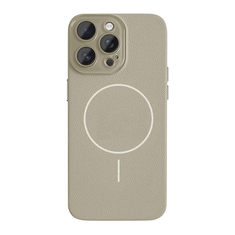 Lychee Texture Leather MagSafe Phone Case - Gray
