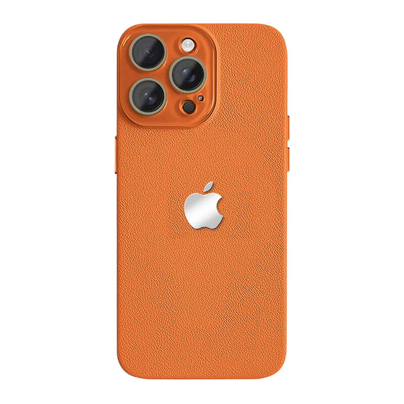 Lychee Texture Leather Phone Case - Orange