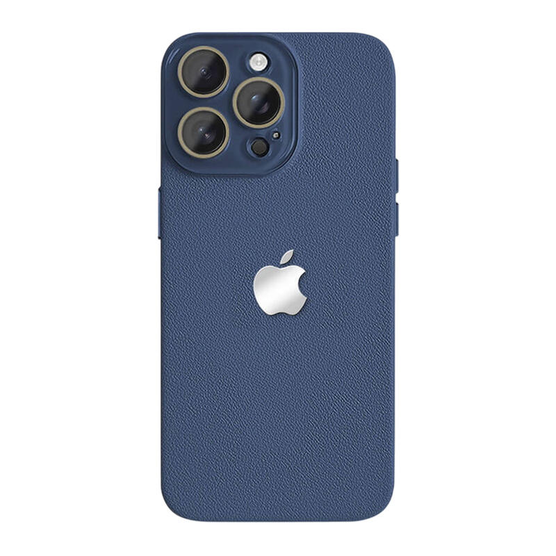 Lychee Texture Leather Phone Case - Deep Blue