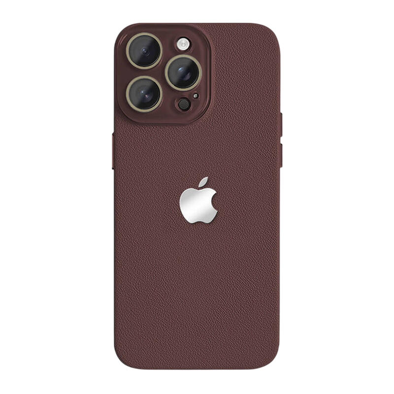 Lychee Texture Leather Phone Case - Wine Red
