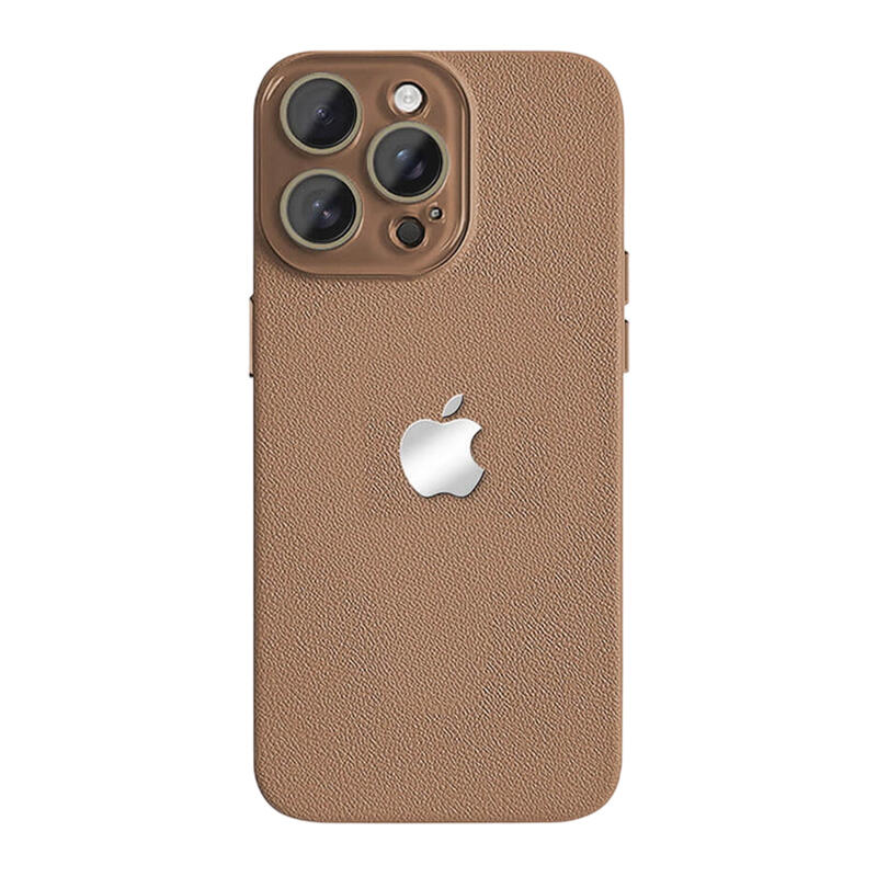 Lychee Texture Leather Phone Case - Coffee