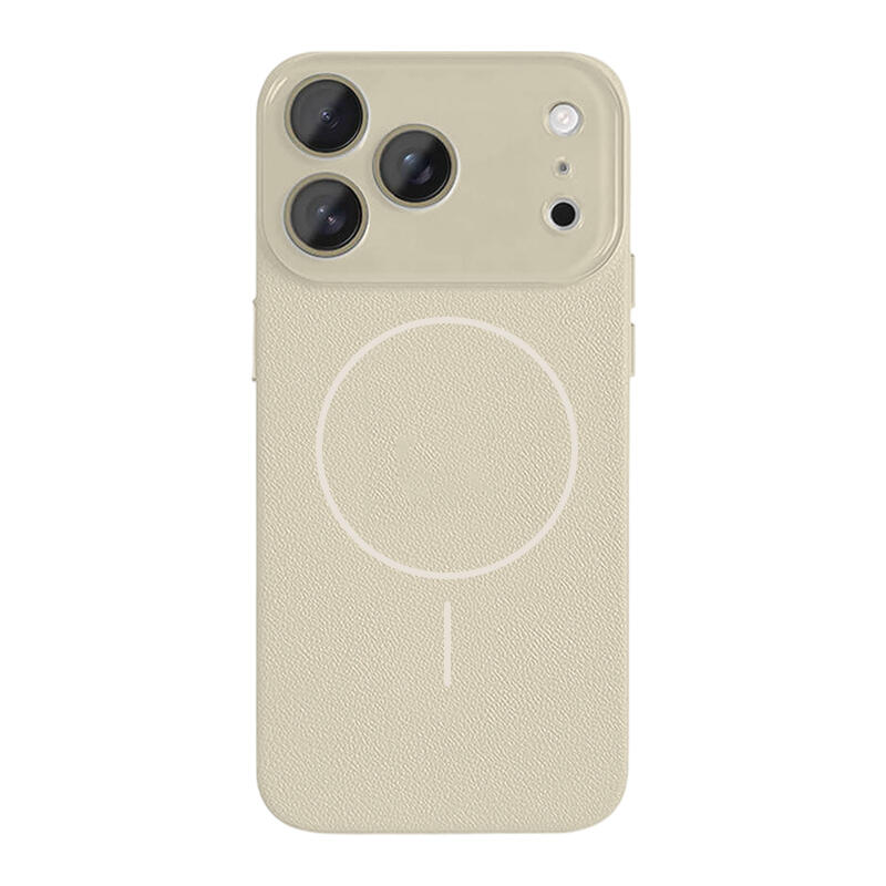 Lychee Texture Leather MagSafe Phone Case - White