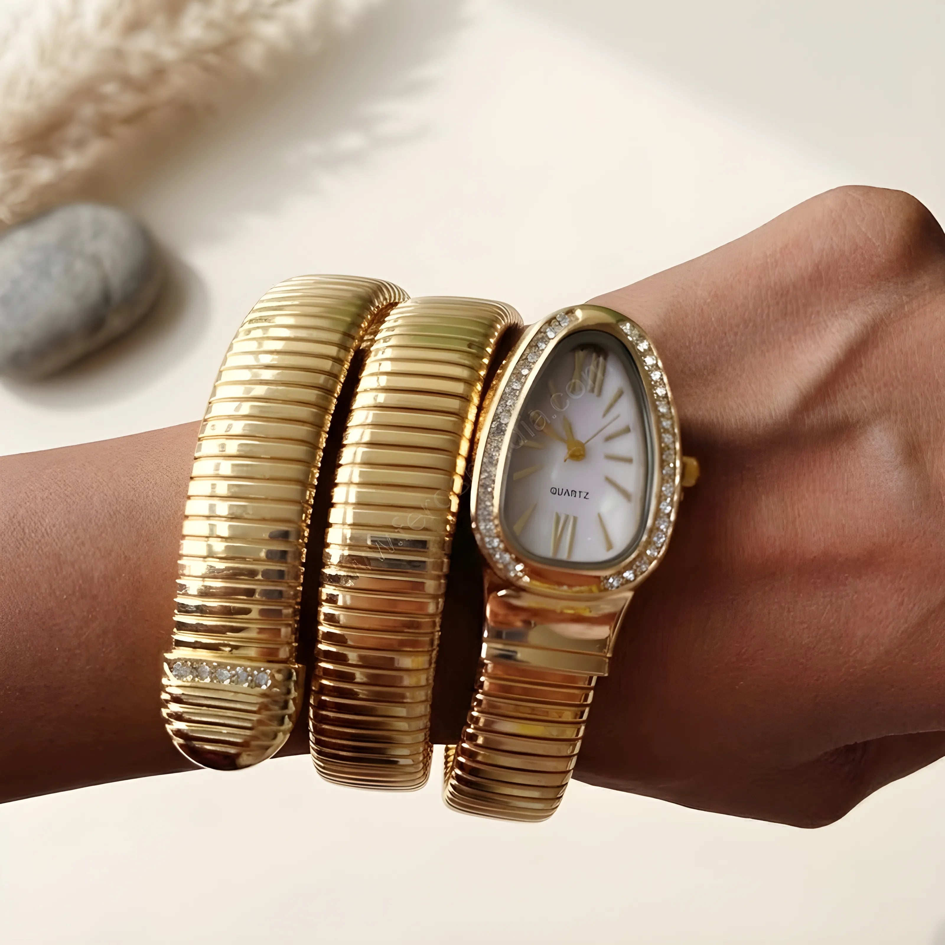 White Gold Snake Watch