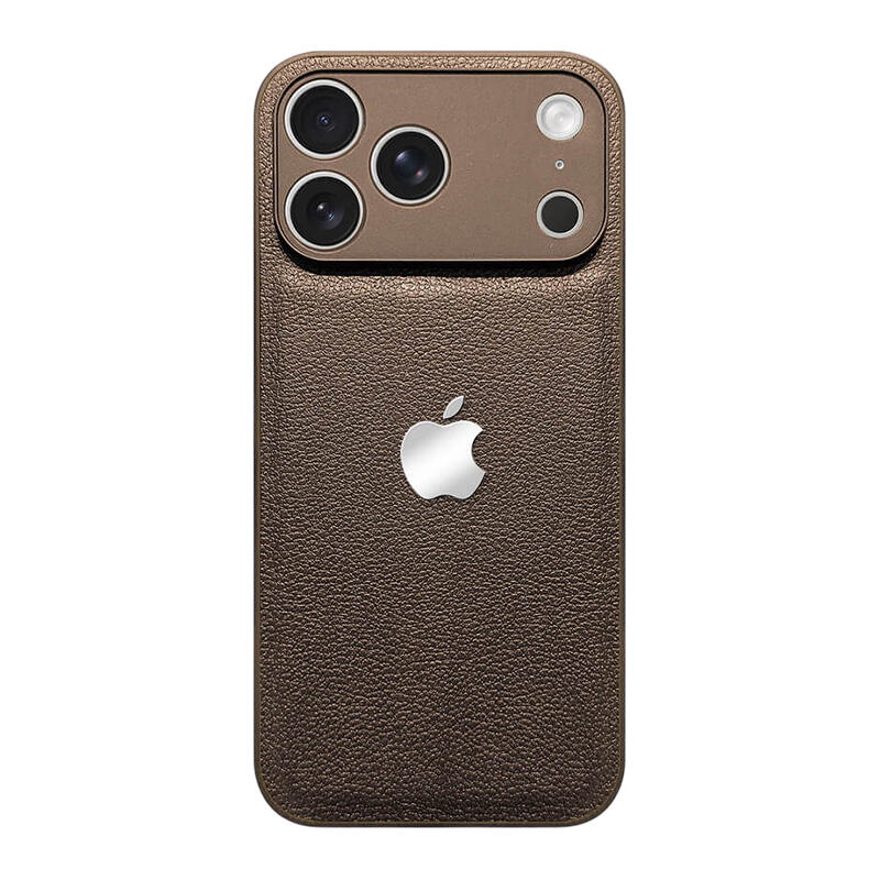 Simple Leather Lychee Pattern Phone Case - Brown