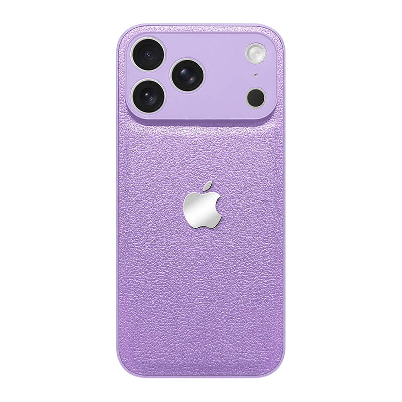 Simple Leather Lychee Pattern Phone Case - Purple